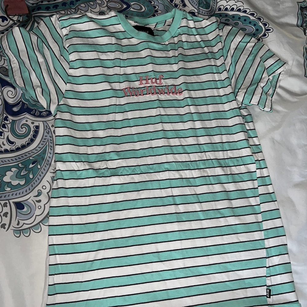 Huf worldwide blue strips shirt
